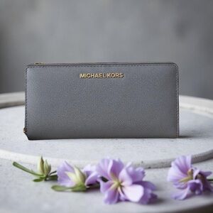 Michael Kors Blue Zip Long Wallet